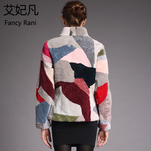

real fur sheepskin coat women winter colorful genuine wool coats female stand collar winter warm sheep shearing jacket outercoat 201207, Black