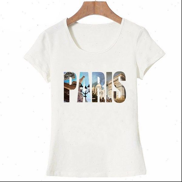 

vintage i love paris print girl shirt summer fashion women t shirt casual ladies tee, White
