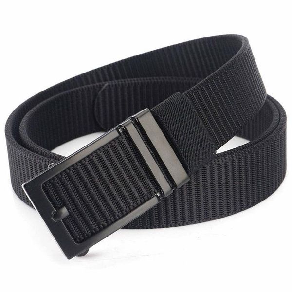 

tactical man belt thickened non-hole toothless automatic buckle youth canvas belt male nylon lengthened wild korean wear, Black;brown