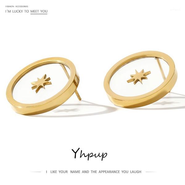 

stud yhpup fashion simple design stainless steel earrings round geometric brincos for women aretes de mujer modernos 20211, Golden;silver