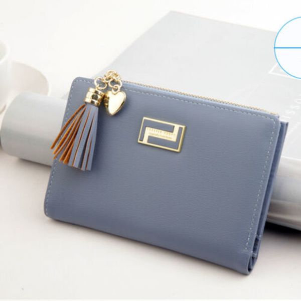 Heißer Verkauf Mode Frauen Leder Zipper Clutch Karte Halter Geldbörse Tasche Handtasche Münze Geldbörsen Damen Quaste Smart Brieftasche