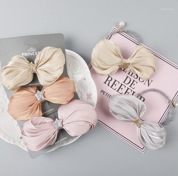 

chiffon ribbon big hair bows hair accessories for girls korea princess clips women barrette headwear ornaments j241, Slivery;white