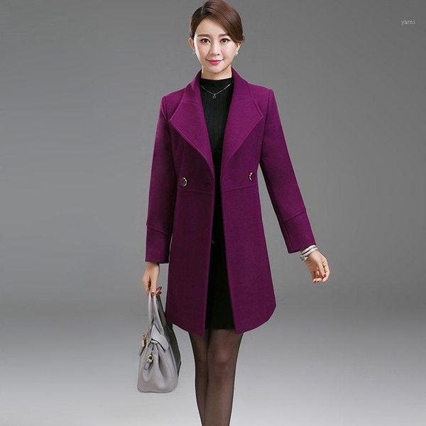 

autumn winter 2020 new woolen coat female long temperament was thin middle-aged mother fashion slim wool jacket plus size lq2431, Black