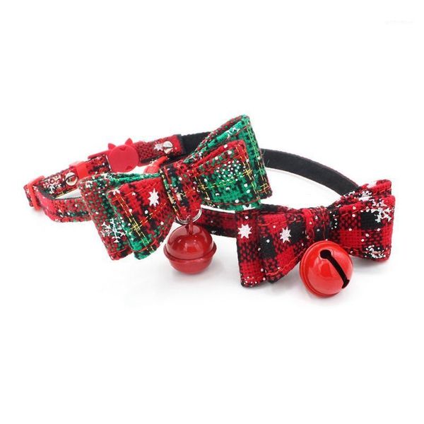 

dog collars & leashes 1pcs christmas gift cat collar adjustable pet bowknot necktie cute bow tie bell kitten puppy pets supplies1