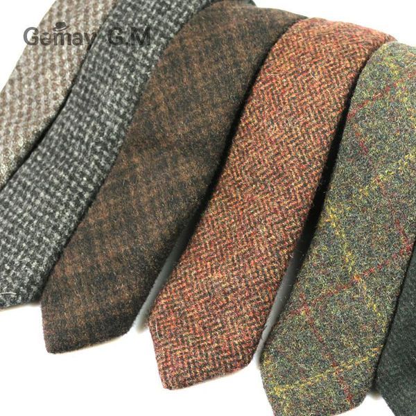 

neck ties 100% wool for men brand narrow slim tie plaid 5cm mens necktie wedding cravats, Blue;purple