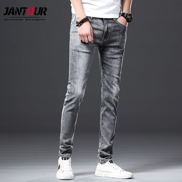 

jantour brand new summer spring jeans men brand clothing side denim jeans men fashion quality stretch pants jeans male 201120, Blue