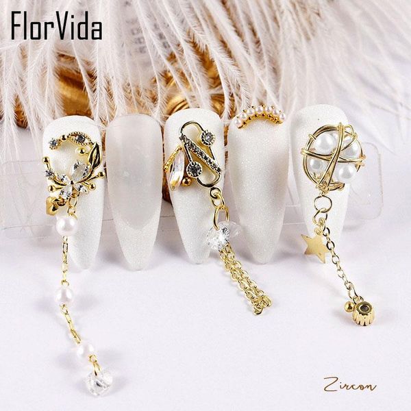 

nail art 3d decorations gems strass gold metal with rhinestones crystal design for nails pendant, Silver;gold