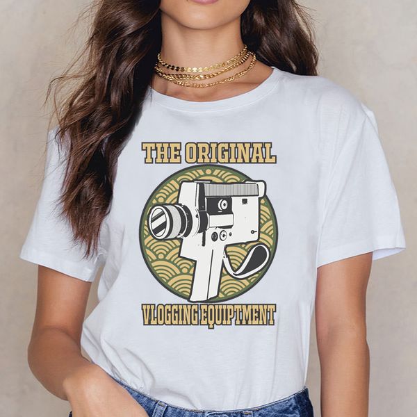 

t shirt women vintage vlogging equitment video filming casual black print female shirt sport hooded sweatshirt hoodie