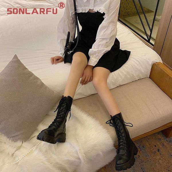 

мартин сапоги женской моды охладиться короткую трубкой все-матч похудения толстого низа увеличенного красивый мотоцикл короткие сапоги осень, Black