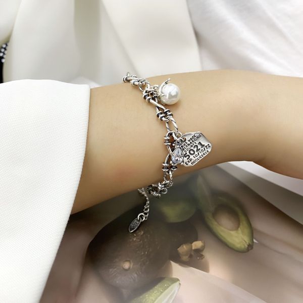 

южная корея чистый красный s925 чистое серебро handmadebracelet ручной браслет жемчуг цепи женские ручной личности простые модули охлаждения, Golden;silver