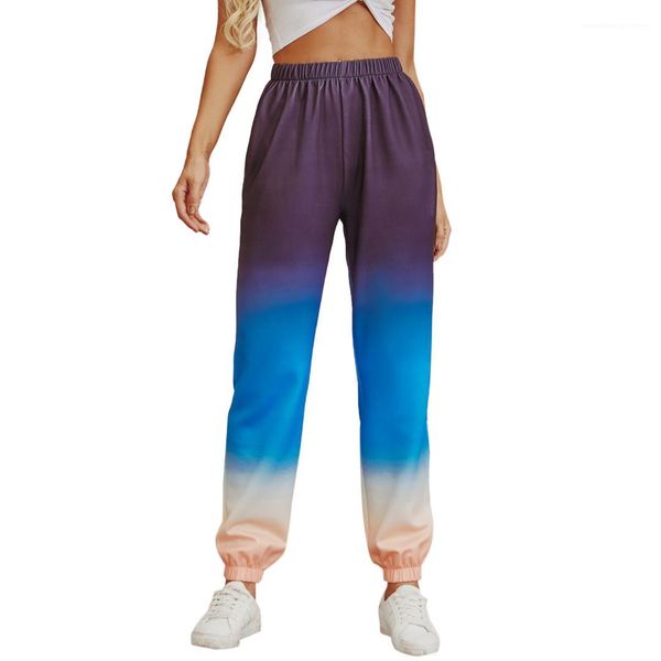 

улица брюки famale повседневные брюки женщины контрастные цвета спортивные штаны сыпучие упругие полуростовые, Black;white