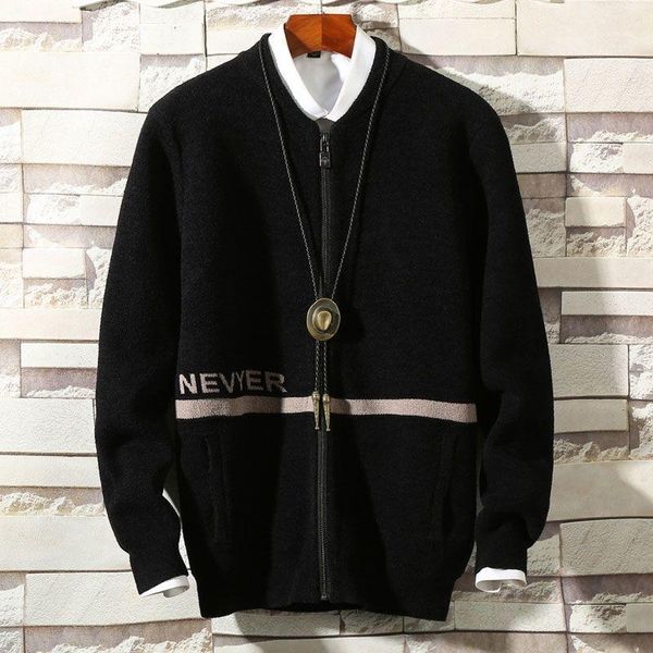 

men's 2020 new knitted cardigan padded sweater jacket1, White;black