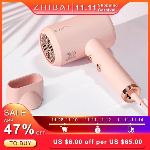 

zhibai anion hair dryer pink hair temperature mi blow dryer for home travel portable hairdryers1