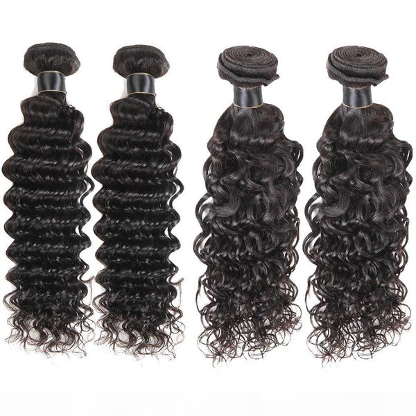 

indian hair brazilian virgin deep wave water wave virgin hair extensions brazilian deep wave peruvian human hair weaves bundles, Black;brown
