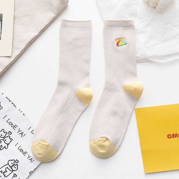 

новые вышитые мультфильм хлопок хлопок средних женщин трубка цветовой контраст средних женские носки свая носки детей edkwt, Black