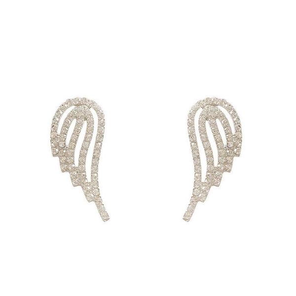 

s1629 fashion jewelry s925 silver post cute angel wing stud earrings rhinstone a sqcwsr homes2007, Golden;silver