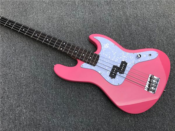 

factory custom 4 strings bass guitar with pink body,rosewood fingerboard,red tortoise pickguard,chrome hardware,offer customized