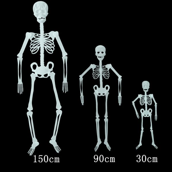 

halloween prop skeleton haunted house decoration plastic glow in the dark human skeleton halloween party toys