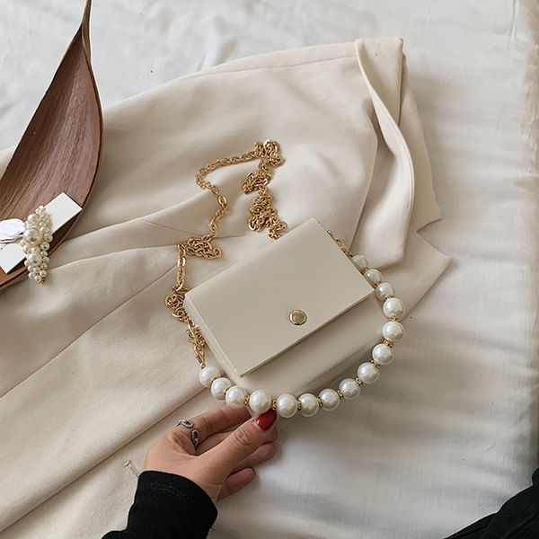 

summer women 2020 new net red fashion fashion popular pearl portable pearl bag small bag small bagchain oblique all-around akxuo