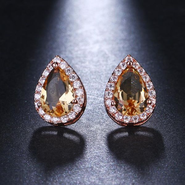 

рождественские подарка эммая шампанское и белое капля воды cubic zircon sted серьги моды кристалл свадебные свадебные украшения для женщин п, Golden;silver