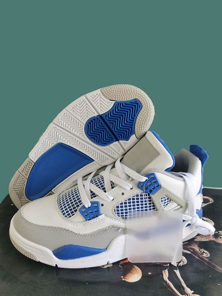 

4 og military blue white neutral grey men basketball shoes 4s sports sneaker mens trainers with box, White;red