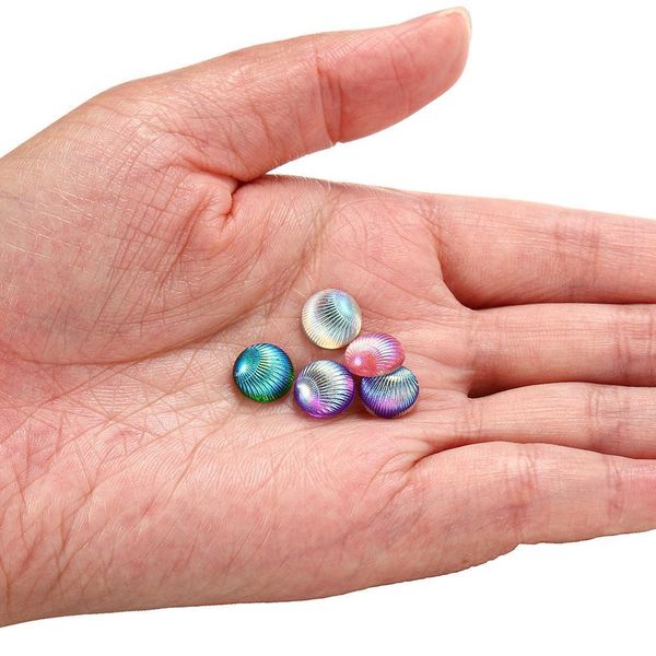 

20pcs/lot 10mm shell shape resin cabochons multicolor round flat back cabochon diy for jewelry making supplies finding earring q bbyuuw, Black