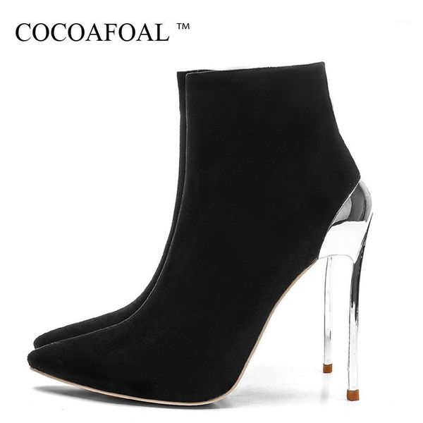 

boots cocoafoal women hooks laarzen herfst winter woman 12 cm high hook shoes black fashion punch shoes1