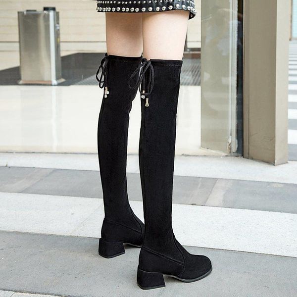 

women's rubber boots pointe shoes lace up luxury designer thigh high heels high booties ladies boots-women rain, Black