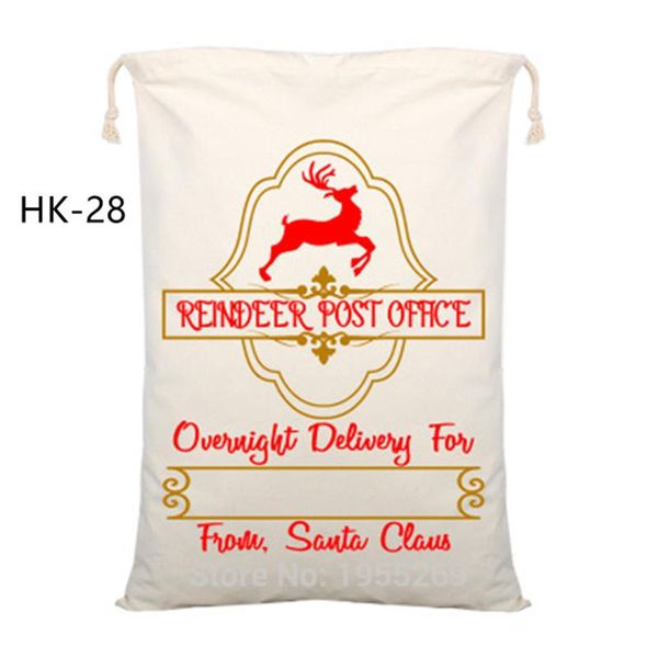 

оптовые 38 стили санта сакс 20шт / много рождество санта мешок красная лента конфета drawstring мешок подарков холст хлопок санта-клаус jllk