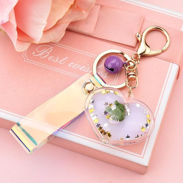 

love milk bottlecut surface polygonal animal floating doll keychain liquid quicksand oil panda cute car bag keyring pendant1, Silver