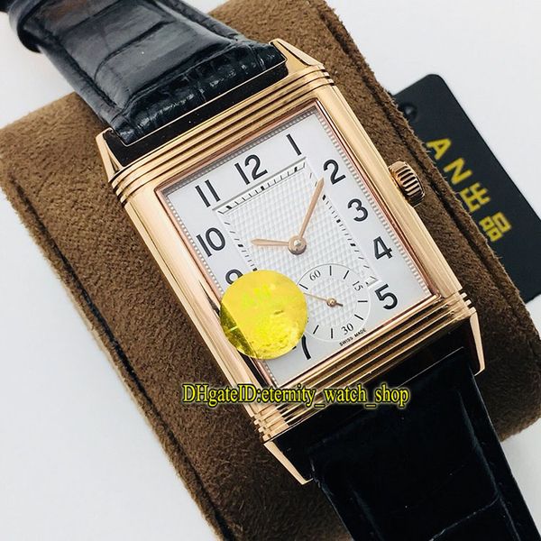 

anf version reverso flip on both sides dual time zone 3842520 white dial cal.854a/2 mechanical hand-winding mens watch rose gold watches, Slivery;brown
