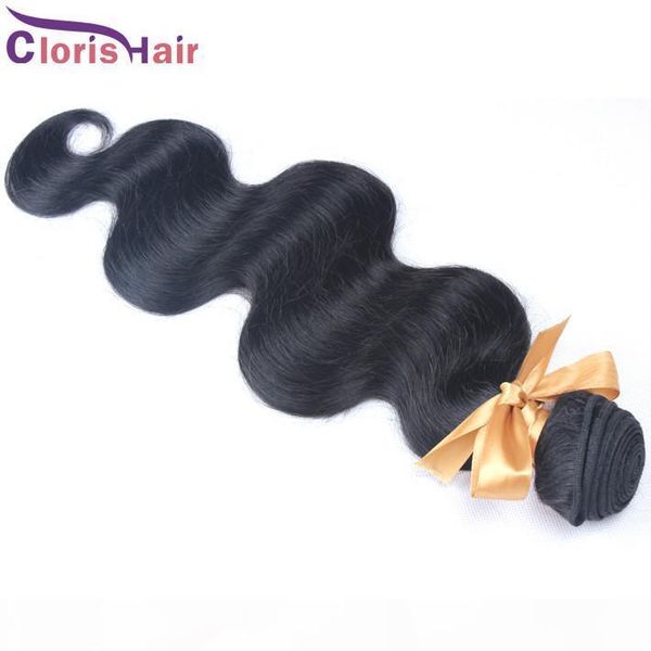 

sample 1 piece unprocessed brazilian virgin body wave human hair extensions wavy brazillian weave bundles 100g natural black weft