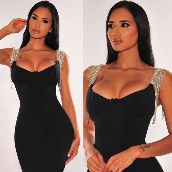 

ai rui shi store new summer black bandage dress 2021woman celebrity evening party dress ido vestbeads runway club dress, Black;gray