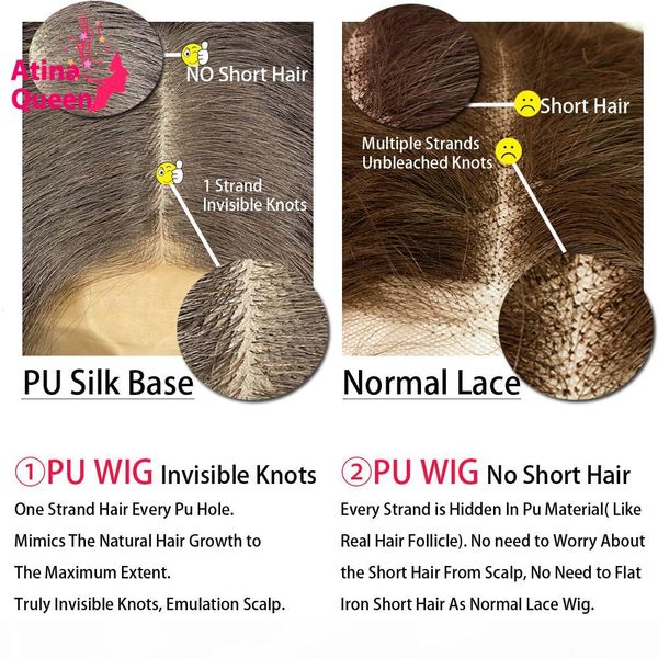 

4x4 pu skin closure wig ombre1b 30 invisible water wave silk base lace front human hair wigs preplucked black women remy