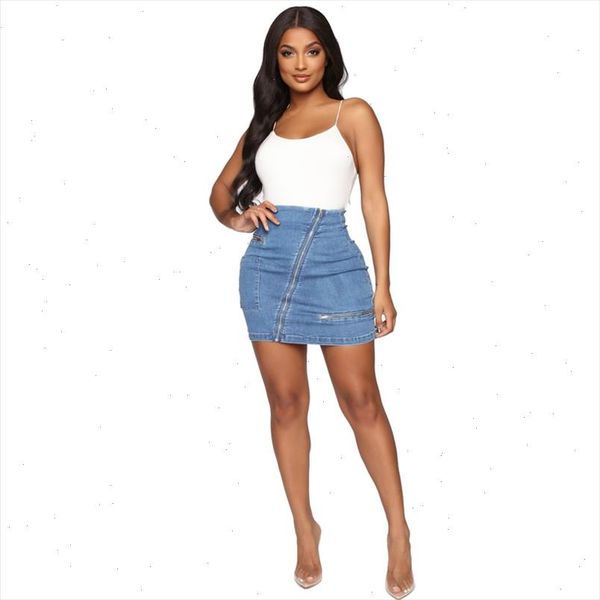 

women zipper casual mini denim skirt female elegant bodycon skirt basic pocket jeans skirt high waist pencil, Black