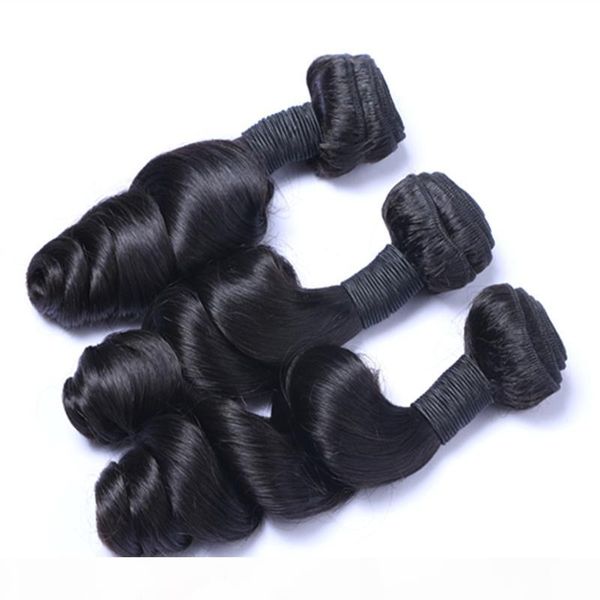

brazilian malaysian peruvian indian virgin extensions loose wave human hair weave natural color brazilian hair can be dyed ombre color, Black