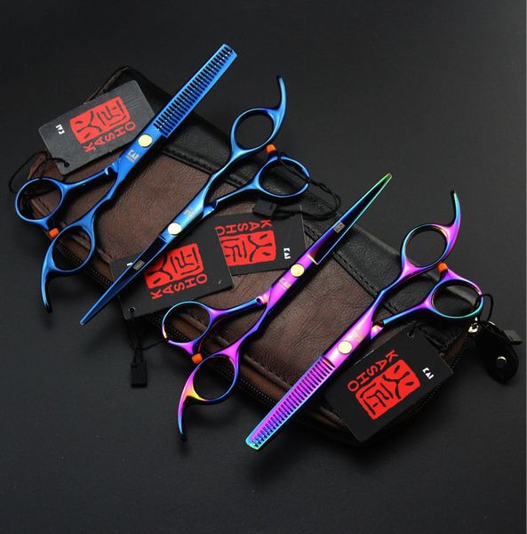 

new arrival professional barber hair cutting scissors kasho 5.5/ 6.0 inch 6cr blue/black/rainbow/golden