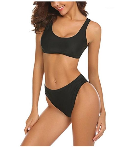 

new high waisted bikini set sporty high cut cheeky bottom two piece1, White;black