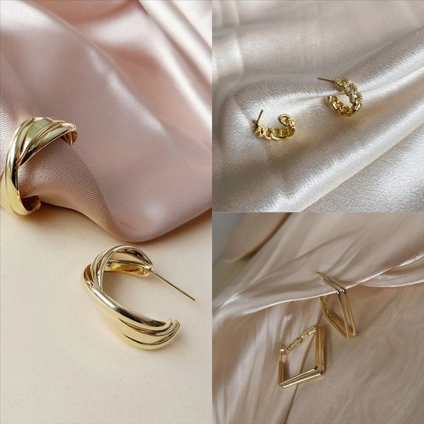 

2a3c women gold color earring for fashion crystal stud zirconia cubic earrings earring stud stone pendientes mujer moda, Golden