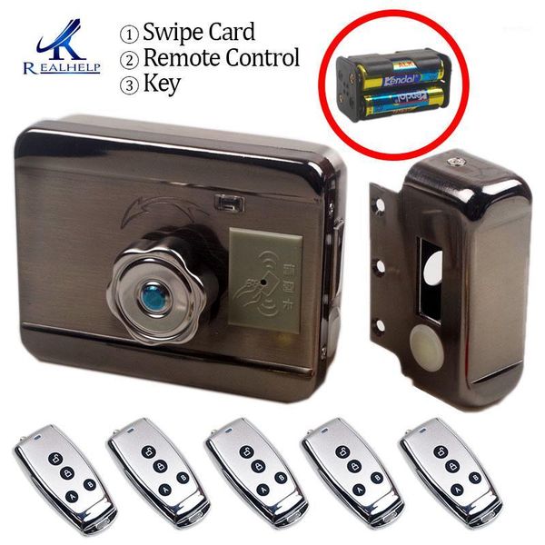 

fingerprint access control no wiring electric rim lock for metal door gate opener 125khz keyless release1