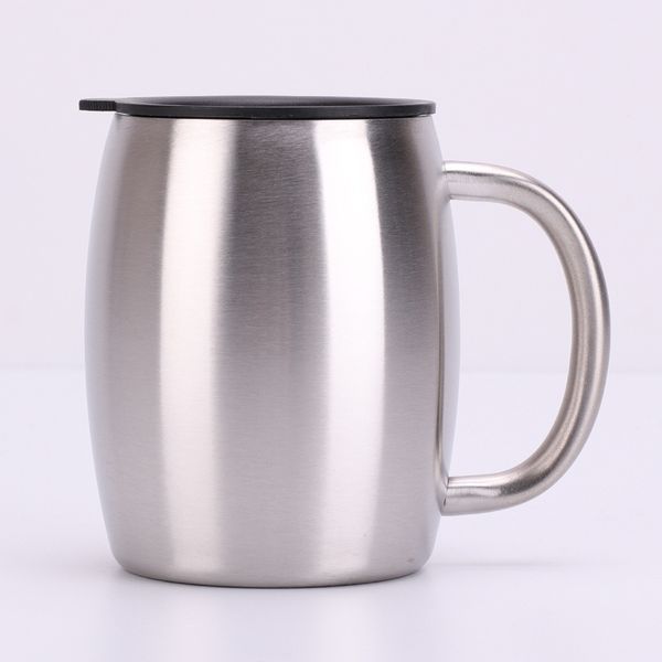 

stainless steel mug lids 14oz double walled insulated coffee beer cup outdoor travel camping bottle with handle a05