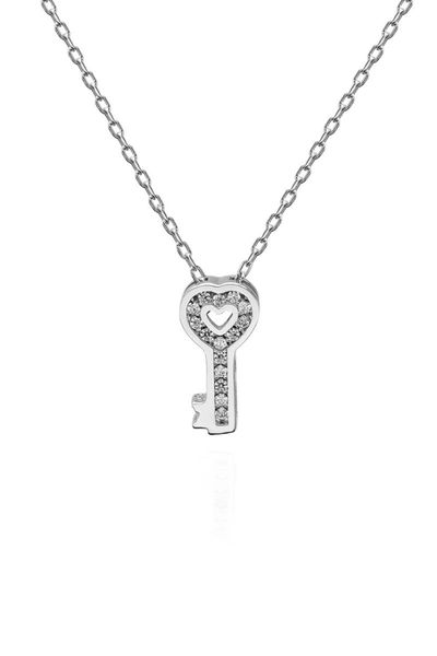 

certified cubic zirconia tiny key 925 sterling silver necklace