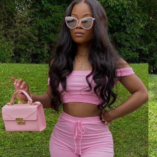 

womens two piece crop pants set off shoulder party outfits clothes 2 piece set women summer tank body, Gray