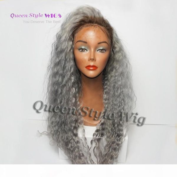 

grey wigs 1b grey glueless synthetic lace front wig loose curly heat resistant hair wigs for black women ing