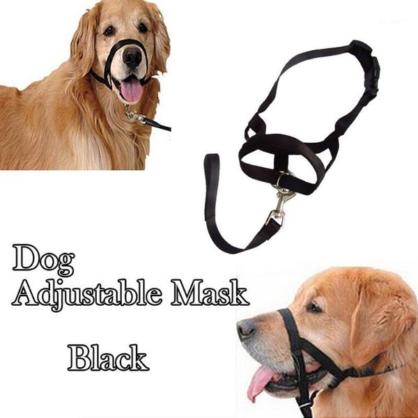 

black pet adjustable dog mouth muzzle anti fabric nylon soft no bark bitting chew quick fit installation & release