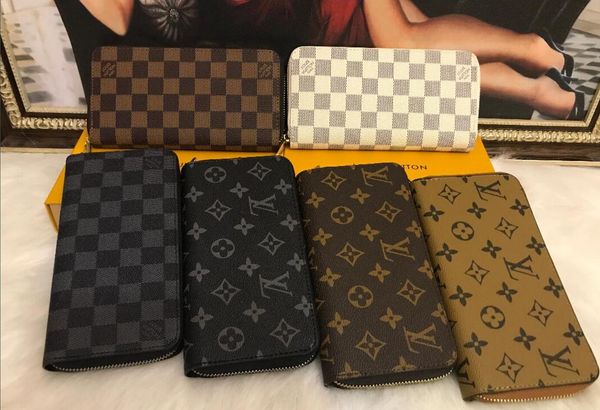 

280/designer wallet louis women vuitton lv genuine leather handbags purse men zippy zipper wallet bags clutch w/box, Red;black