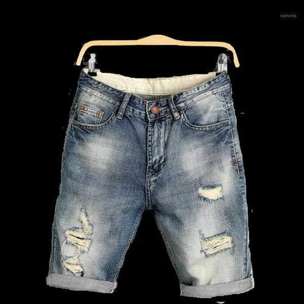 

2021 vxo plus size 27-40 summer denim shorts male jeans men jean shorts skate board harem men jogger ankle ripped wave1, Blue