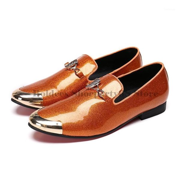 

dress shoes fashion men bright patent leather brogue pointed flat wedding party shoes1, Black