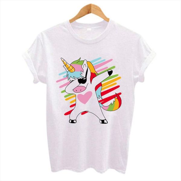 

2020 funny unicorn print women t shirt short sleeve t shirts o neck plus size white casual hip hop tshirts