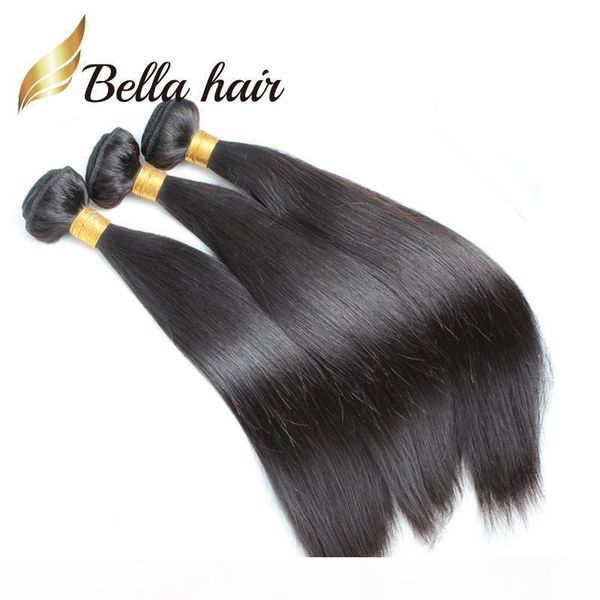 

bella hair 100% unprocessed malaysian hair weft 9a natural color silky straight human hair extensions 4pcs lot hair bundles, Black